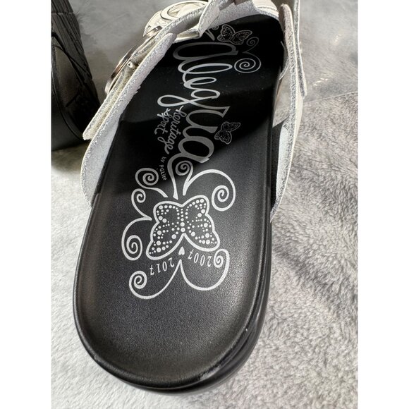 Alegria womens size 9  EURO 39 White Leather Sandals With Buckles slip on - Picture 4 of 16